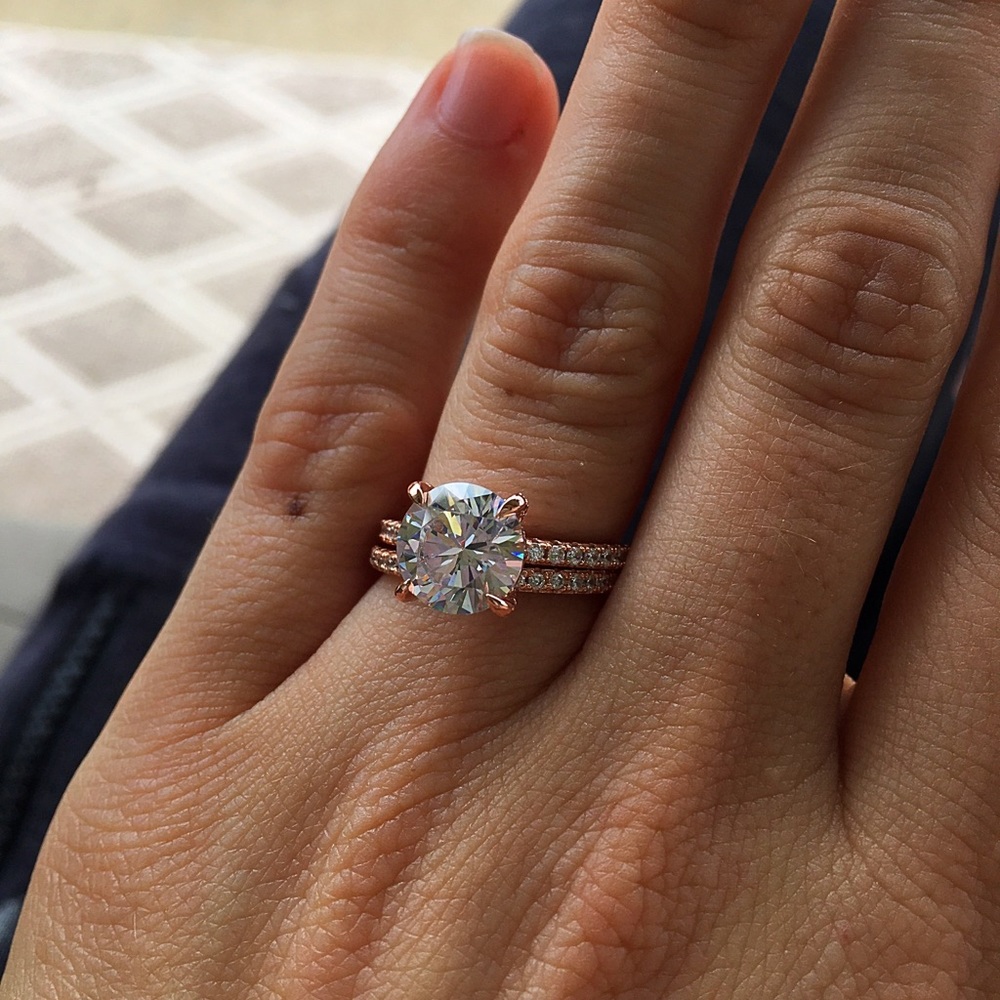 Rose Gold White Sapphire Ring Set.